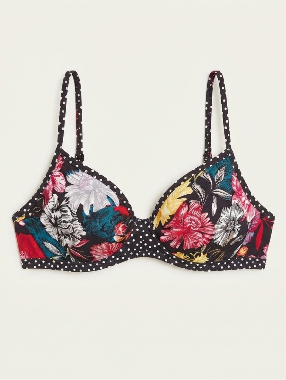 ​Time and Tru Floral Polka Dot Underwire Bikini Swim Top Size M 8-10 NWT